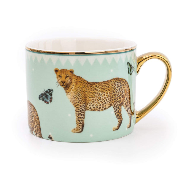 Leopard Straight sided mug with Gold handles (Copy)