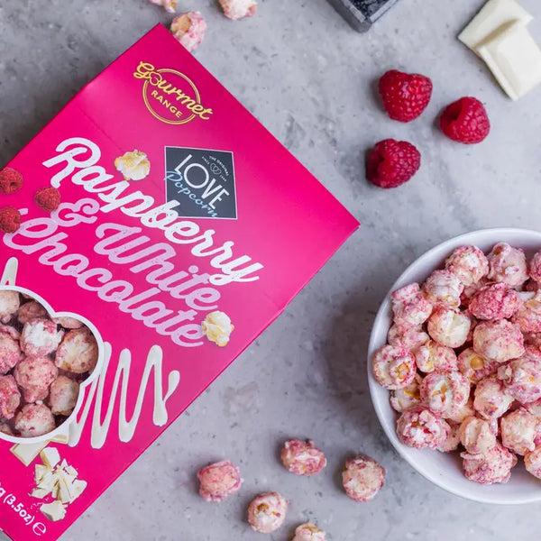 Raspberry and white chocolate -Gourmet Popcorn