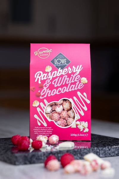 Raspberry White Chocolate Popcorn 100g